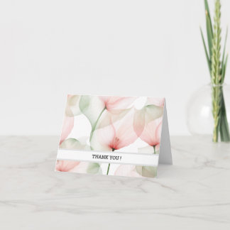 Soft Pink Floral Thank You Card | Customisable