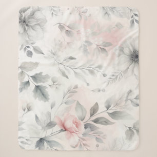 Soft Pink Floral Wash Sherpa Blanket