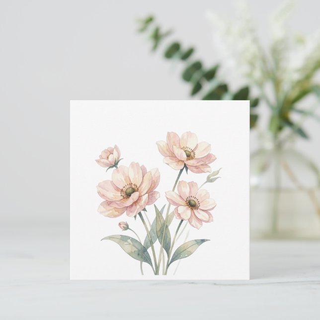 Soft Pink Floral Watercolor Bouquet Art (Standing Front)