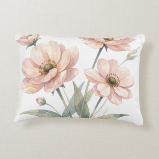 Soft Pink Floral Watercolor Bouquet Art Decorative Cushion