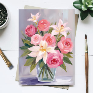 Soft Pink Floral Watercolor Bouquet Elegant Postcard