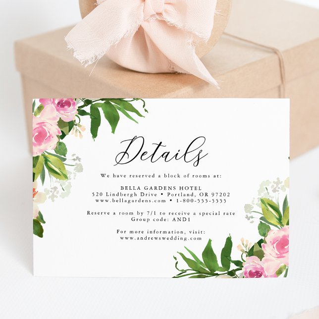 Soft Pink Floral Wedding Details Enclosure Card (Creator Uploaded)