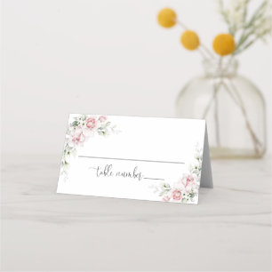 Soft Pink Floral Wedding Folded Place Card