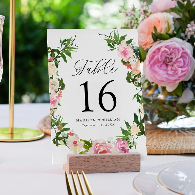 Soft Pink Floral Wedding Table Number (Creator Uploaded)