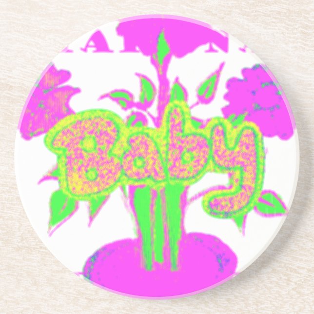 Soft Pink Flower Art: A Baby's Touch. Coaster (Front)