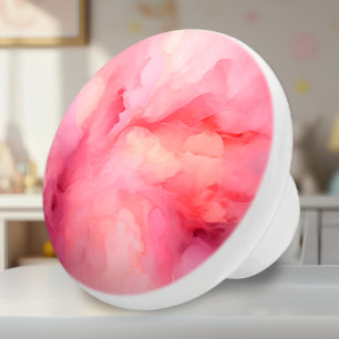 Soft Pink Flower Petals Ceramic Knob