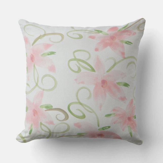 Soft Pink Flowers Cushion (Front)