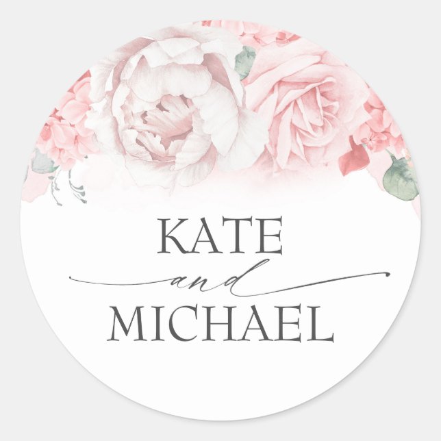 Soft Pink Flowers Elegant Romantic Spring Garden Classic Round Sticker (Front)