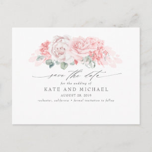 Soft Pink Flowers Elegant Save the Date Postcard