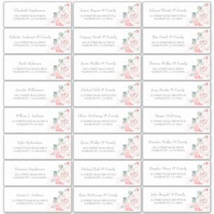 Soft Pink Flowers Guest Name Address Labels