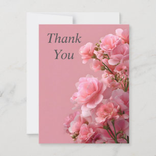 Soft Pink Flowers on Flamingo Pink Thank You Card