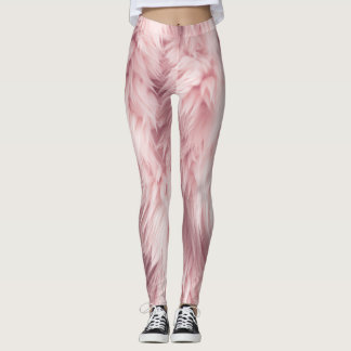 Soft Pink Fluffy Fur Texture Leggings