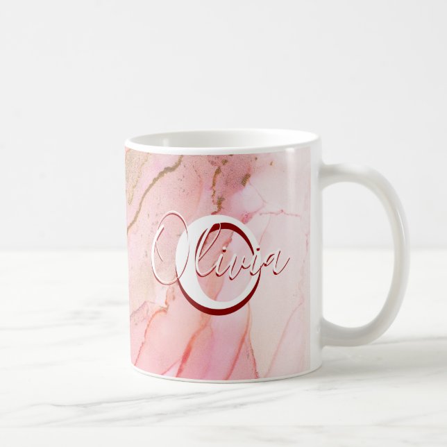 Soft Pink Fluid Alcohol Ink Coffee Mug (Right)