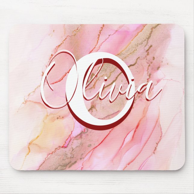 Soft Pink Fluid Alcohol Ink Mouse Pad (Front)