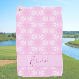 Soft Pink geometric star custom name womens Golf Towel