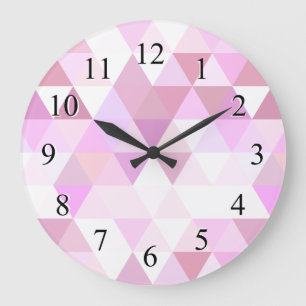 Soft Pink Geometric Triangle Pattern Large Clock