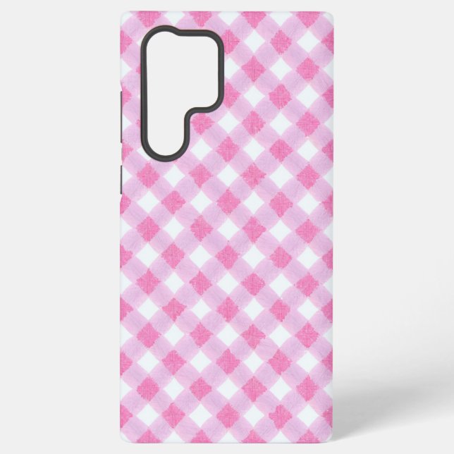 Soft Pink Gingham Check Pattern Phone Case (Back)