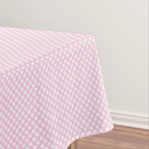Soft Pink Gingham Pattern Tablecloth