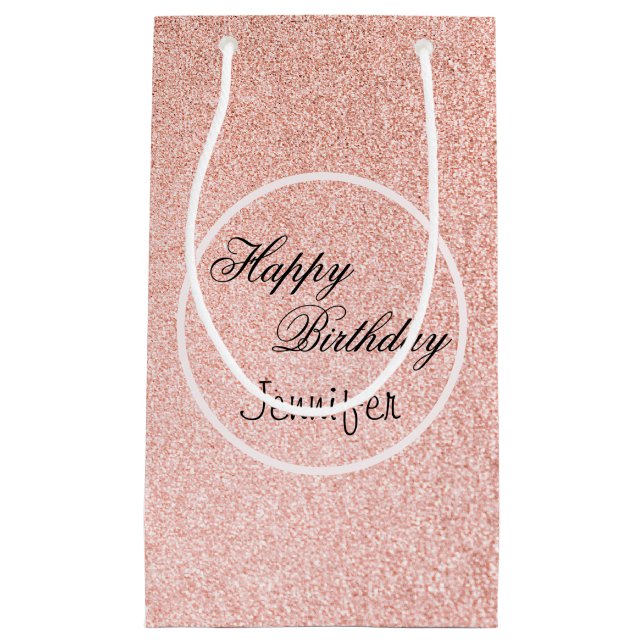 Soft Pink Glitter Confetti Small Gift Bag (Front)