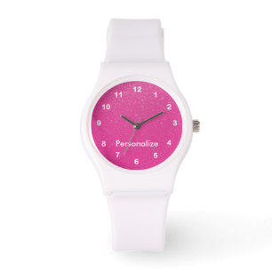 Soft Pink Glitter Print Watch