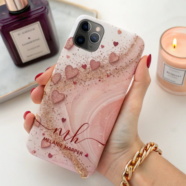 soft pink gold glitter hearts  Case-Mate iPhone case (Creator Uploaded)