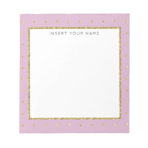 Soft Pink & Gold Personalised Notepad 5.5" x 6"