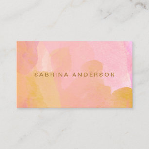 Soft Pink Gold Watercolor Modern Minimalist Chic Business Card