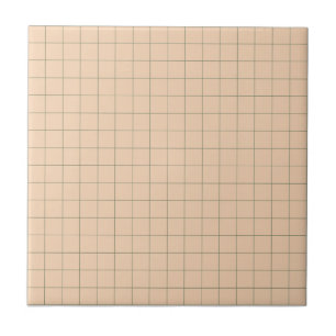 Soft Pink & Green Chequered Retro Minimalist  Ceramic Tile