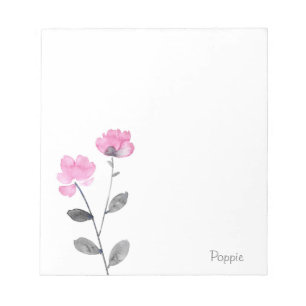 Soft Pink Grey Flowers Notepad