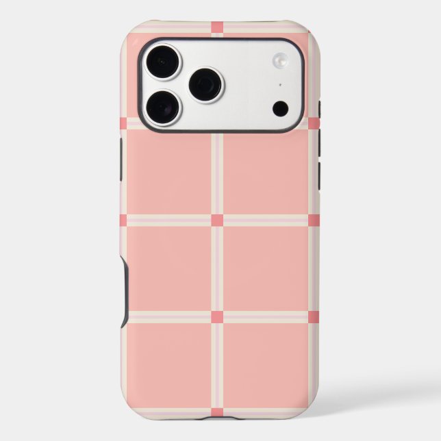 Soft Pink Grid Pattern with Coral Accent  (Back)