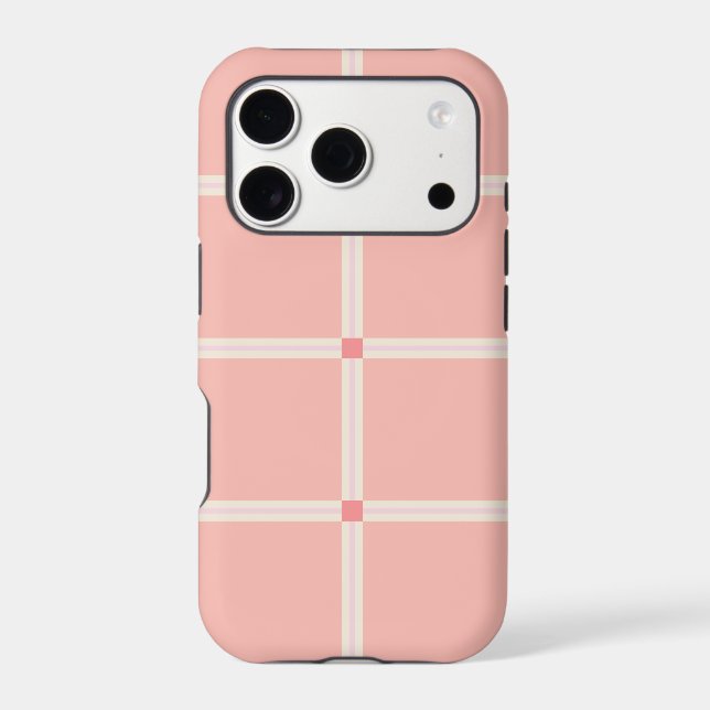 Soft Pink Grid Pattern with Coral Accent  (Back)