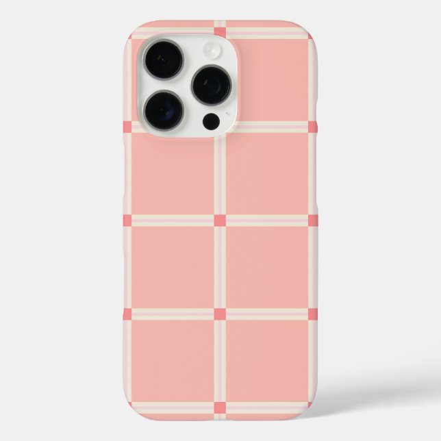 Soft Pink Grid Pattern with Coral Accent  Case-Mate iPhone Case (Back)