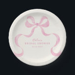 Soft Pink Hand Drawn Bow Bridal Shower Paper Plate<br><div class="desc">Celebrate in style with these vintage inspired bridal shower paper plates featuring a soft pink hand drawn oval frame with a bow.</div>