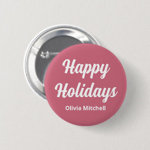 Soft Pink Happy Holidays Button