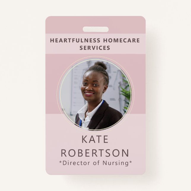 Soft Pink Healthcare Worker ID Badge (Front)