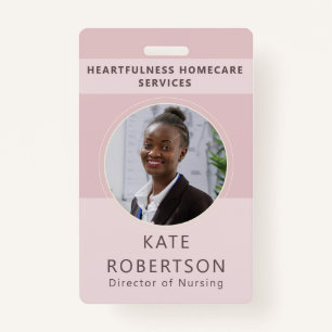 Soft Pink Healthcare Worker ID Badge