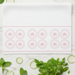soft pink heart motif Kitchen Towels