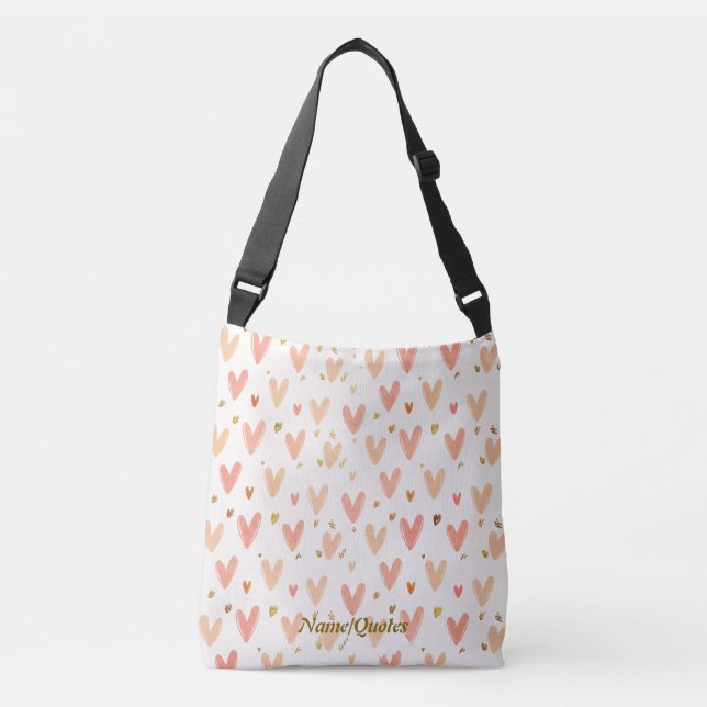 Soft Pink Hearts Seamless Pattern Crossbody Bag (Front)