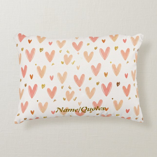 Soft Pink Hearts Seamless Pattern Decorative Cushion (Front)