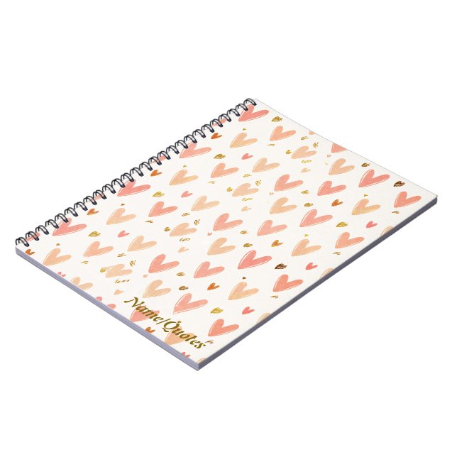 Soft Pink Hearts Seamless Pattern Notebook (Left Side)