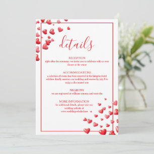 Soft Pink Hearts Wedding Details Card