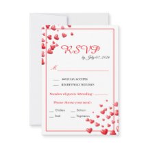 Soft Pink Hearts Wedding RSVP Card