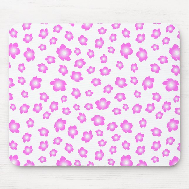 Soft Pink Hibiscus Floral Mouse Pad (Front)