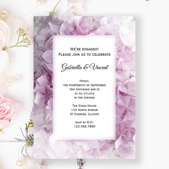 Soft Pink Hydrangea Engagement Party Invitation (Creator Uploaded)