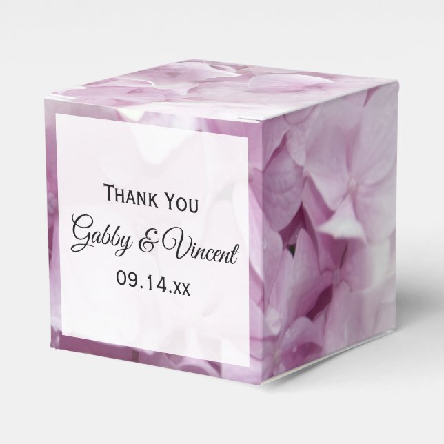 Soft Pink Hydrangea Floral Wedding Favour Box (Front Side)