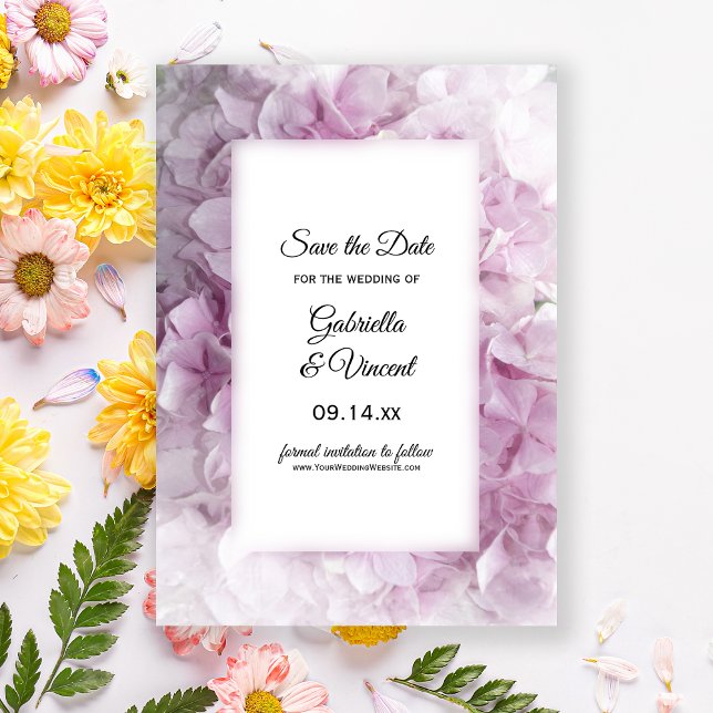 Soft Pink Hydrangea Wedding Save the Date (Creator Uploaded)