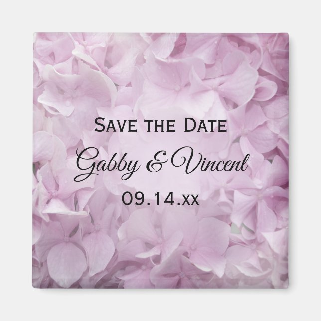 Soft Pink Hydrangea Wedding Save the Date Magnet (Front)