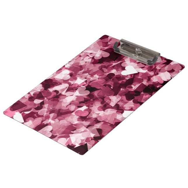 Soft Pink Kawaii Hearts Background Clipboard (Angled)