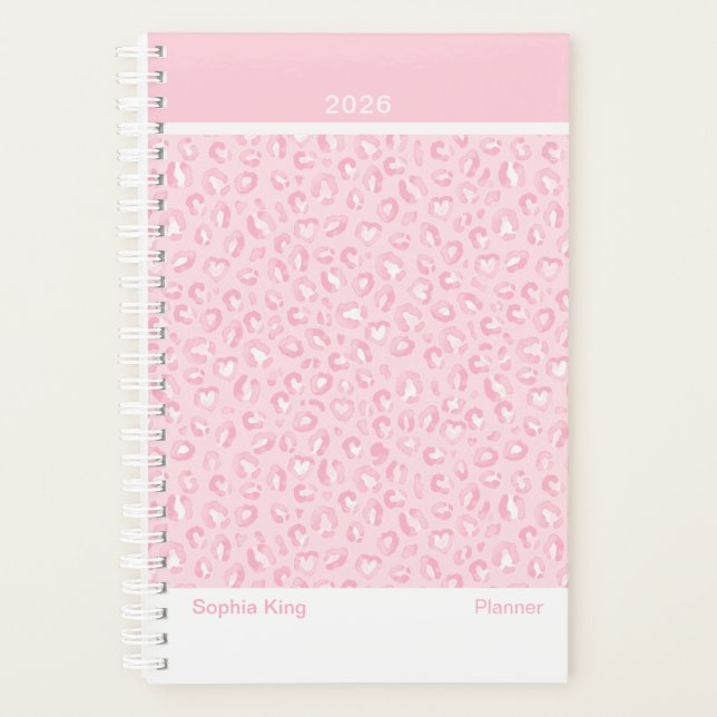 Soft Pink Leopard Modern Planner (Front)