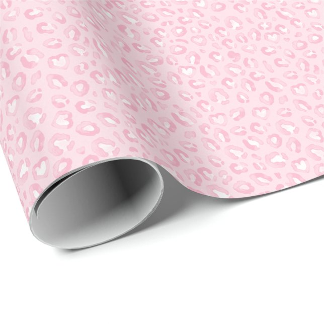 Soft Pink Leopard Print Wrapping Paper (Roll Corner)
